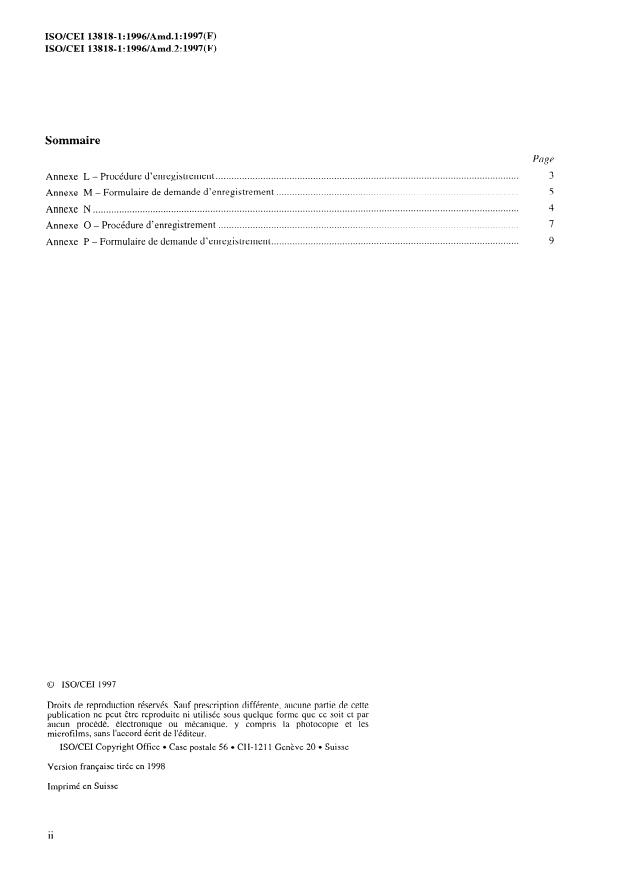 ISO/IEC 13818-1:1996/Amd 2:1997 ISO/IEC 13818-1:1996/Amd 2:1997 - Procédure d'enregistrement pour "identificateur de format" - Page 2 preview