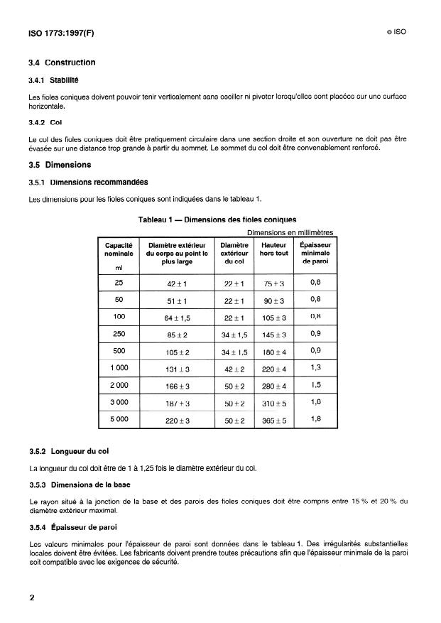 SIST ISO 1773:1998 ISO 1773:1997 - Verrerie de laboratoire -- Fioles coniques et ballons a col étroit - Page 4 preview