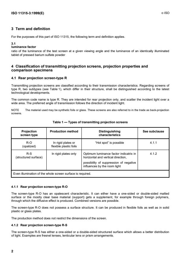 ISO 11315-3:1999 ISO 11315-3:1999 - Photography -- Projection in indoor rooms - Page 4 preview
