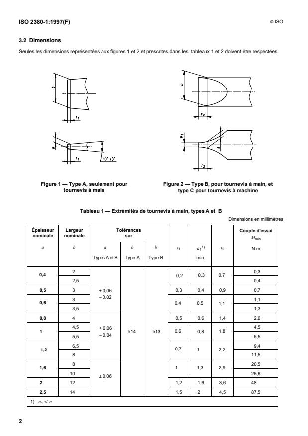 ISO 2380-1:1997 ISO 2380-1:1997 - Outils de manoeuvre pour vis et écrous -- Tournevis pour vis a tete fendue - Page 4 preview