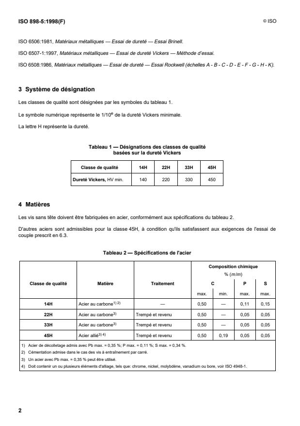 ISO 898-5:1998 ISO 898-5:1998 - Caractéristiques mécaniques des éléments de fixation en acier au carbone et en acier allié - Page 4 preview