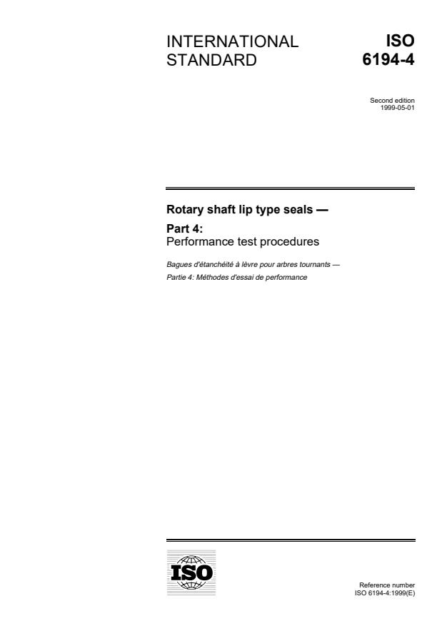 ISO 6194-4:1999 - Rotary shaft lip type seals