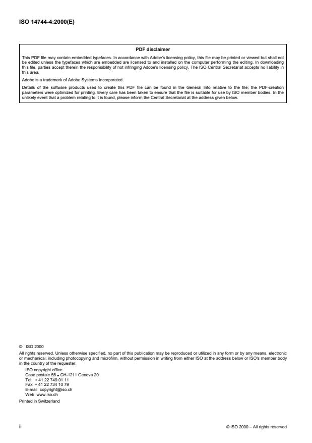 ISO 14744-4:2000 ISO 14744-4:2000 - Welding -- Acceptance inspection of electron beam welding machines - Page 2 preview