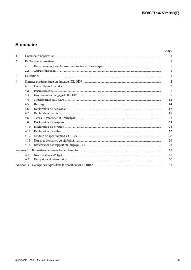 ISO/IEC 14750:1999 - Technologies de l'information -- Traitement réparti ouvert -- Langage de définition d'interface