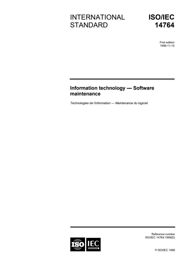 ISO/IEC 14764:1999 - Information technology -- Software maintenance