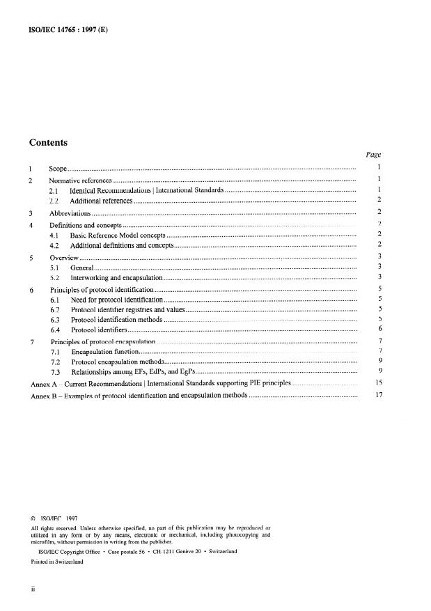 ISO/IEC 14765:1997 ISO/IEC 14765:1997 - Information technology -- Framework for protocol identification and encapsulation - Page 2 preview