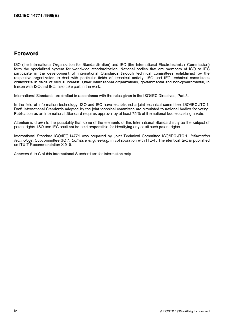 ISO/IEC 14771:1999 ISO/IEC 14771:1999 - Information technology — Open Distributed Processing — Naming framework
Released:12/2/1999 - Page 4 preview