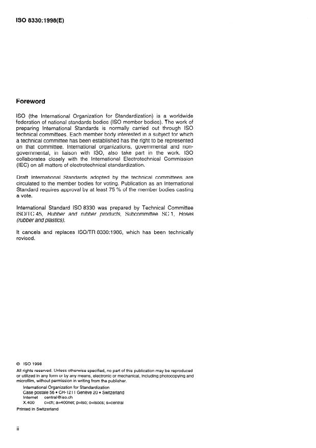 ISO 8330:1998 ISO 8330:1998 - Rubber and plastics hoses and hose assemblies -- Vocabulary - Page 2 preview