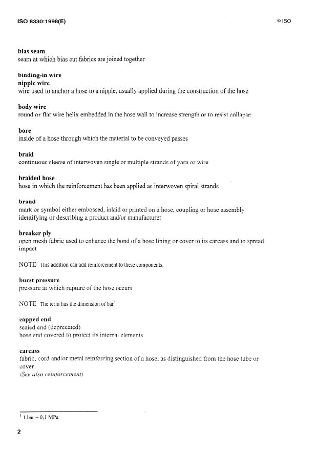 ISO 8330:1998 ISO 8330:1998 - Rubber and plastics hoses and hose assemblies -- Vocabulary - Page 4 preview