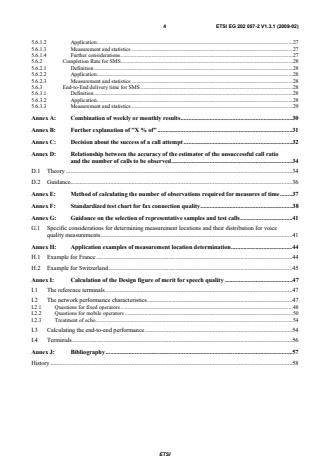 SIST-V ETSI/EG 202 057-2 V1.3.1:2009 ETSI EG 202 057-2 V1.3.1 (2009-02) - Speech Processing, Transmission and Quality Aspects (STQ); User related QoS parameter definitions and measurements; Part 2: Voice telephony, Group 3 fax, modem data services and SMS - Page 4 preview