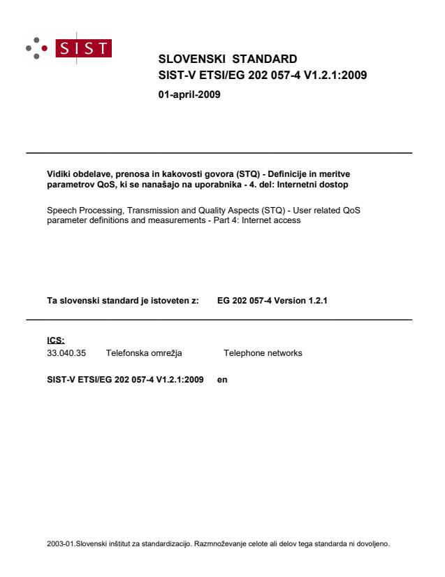 V ETSI/EG 202 057-4 V1.2.1:2009