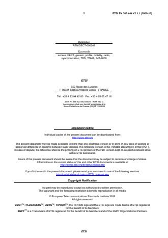 SIST EN 300 444 V2.1.1:2009 ETSI EN 300 444 V2.1.1 (2008-10) - Digital Enhanced Cordless Telecommunications (DECT); Generic Access Profile (GAP) - Page 2 preview