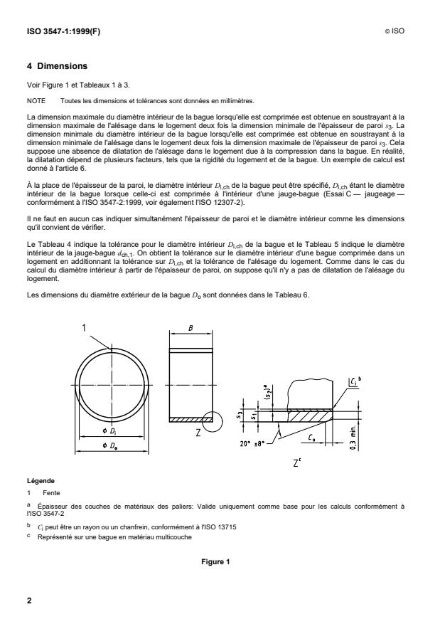 ISO 3547-1:1999 ISO 3547-1:1999 - Paliers lisses -- Bagues roulées - Page 4 preview