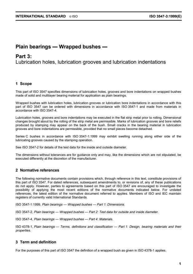 ISO 3547-3:1999 - Plain bearings -- Wrapped bushes