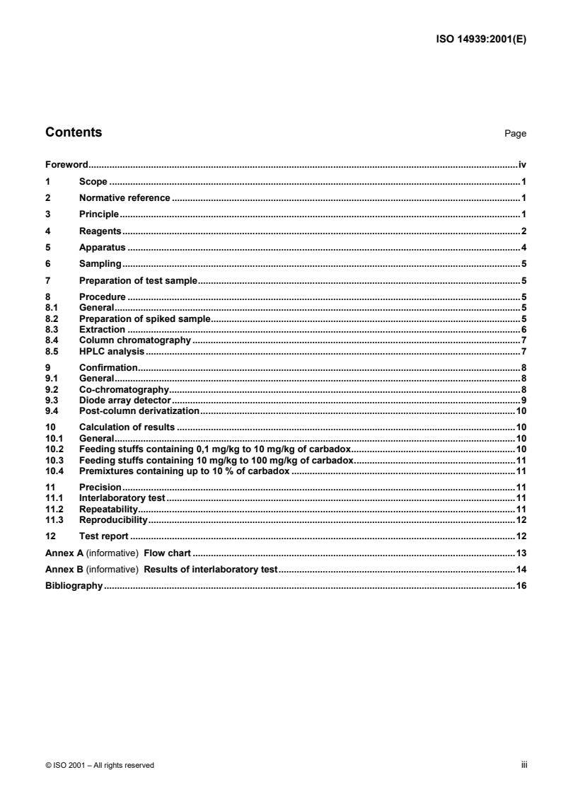 ISO 14939:2001 - Animal feeding stuffs — Determination of carbadox content — Method using high-performance liquid chromatography
Released:8/30/2001