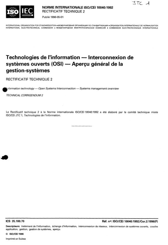 ISO/IEC 10040:1992/Cor 2:1996 ISO/IEC 10040:1992/Cor 2:1996 - Page 1 preview