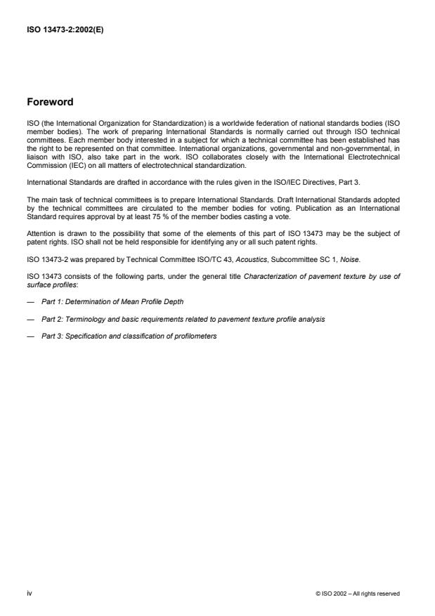 ISO 13473-2:2002 ISO 13473-2:2002 - Characterization of pavement texture by use of surface profiles - Page 4 preview