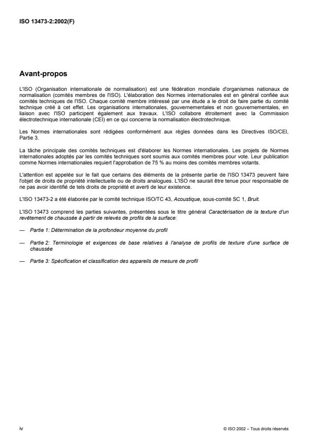 ISO 13473-2:2002 ISO 13473-2:2002 - Caractérisation de la texture d'un revetement de chaussée a partir de relevés de profils de la surface - Page 4 preview