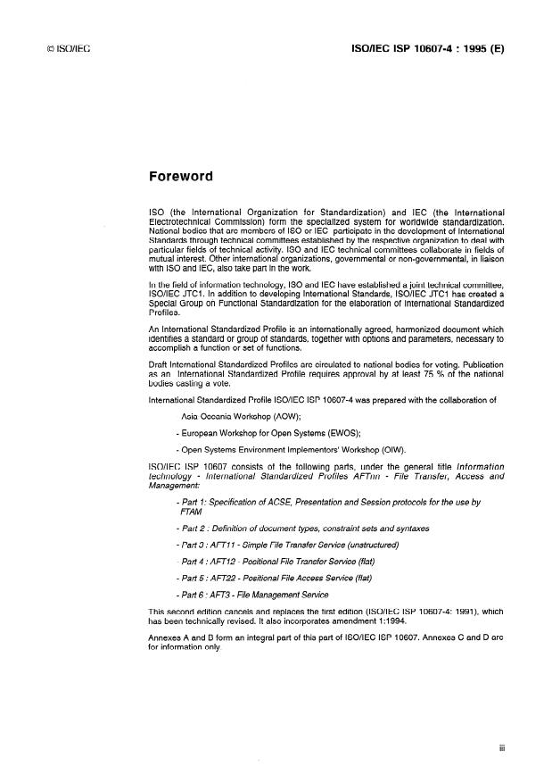 ISO/IEC ISP 10607-4:1995 - Information technology -- International Standardized Profiles AFTnn -- File Transfer, Access and Management