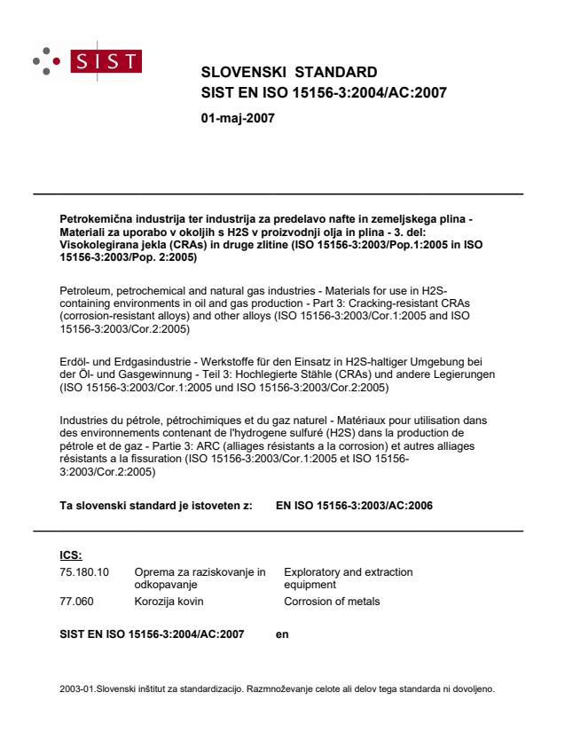 EN ISO 15156-3:2004/AC:2007