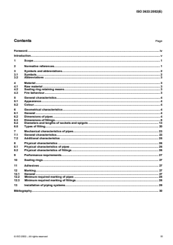 ISO 3633:2002 ISO 3633:2002 - Plastics piping systems for soil and waste discharge (low and high temperature) inside buildings — Unplasticized poly(vinyl chloride) (PVC-U)
Released:9/5/2002 - Page 3 preview