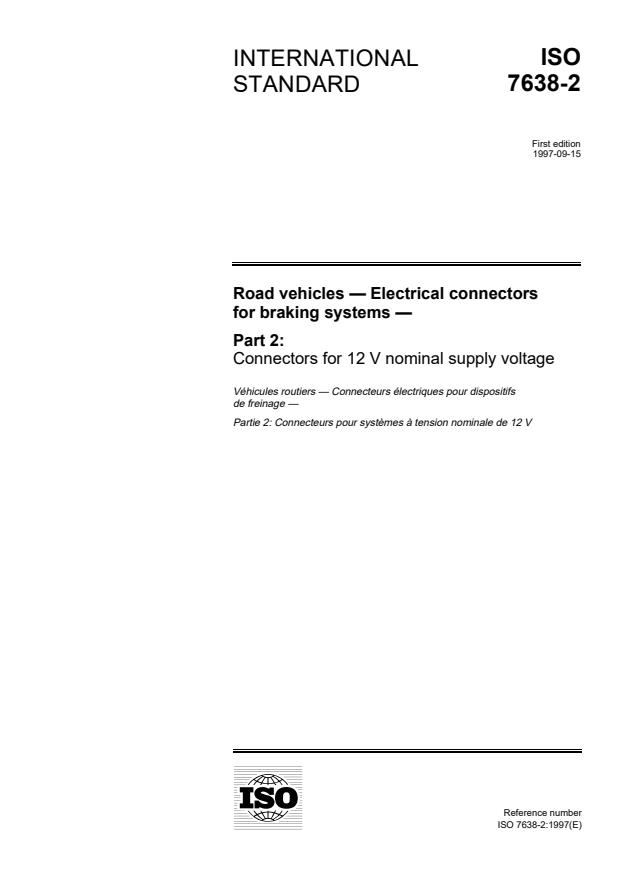 ISO 7638-2:1997 - Road vehicles -- Electrical connectors for braking systems