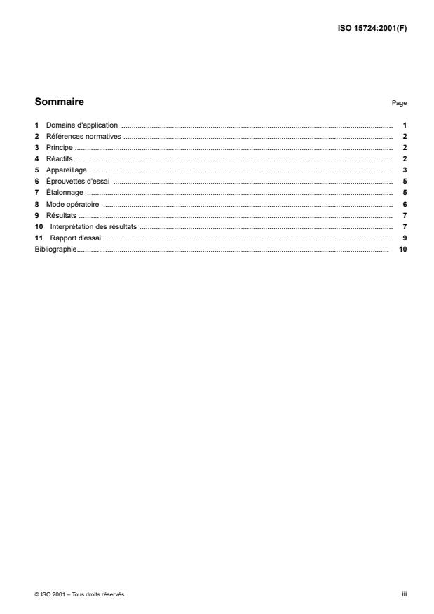 ISO 15724:2001 ISO 15724:2001 - Revetements métalliques et autres revetements inorganiques -- Mesurage électrochimique de l'hydrogene diffusible dans les aciers -- Méthode par électrode anatife - Page 3 preview