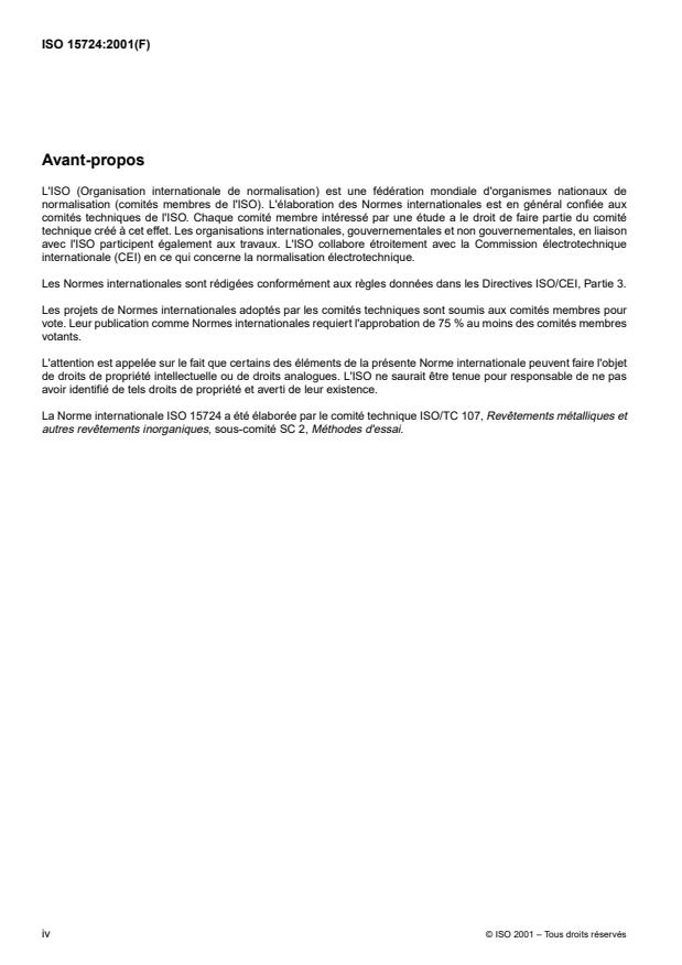 ISO 15724:2001 ISO 15724:2001 - Revetements métalliques et autres revetements inorganiques -- Mesurage électrochimique de l'hydrogene diffusible dans les aciers -- Méthode par électrode anatife - Page 4 preview