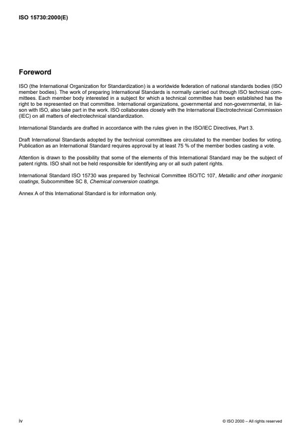 ISO 15730:2000 ISO 15730:2000 - Metallic and other inorganic coatings -- Electropolishing as a means of smoothing and passivating stainless steel - Page 4 preview