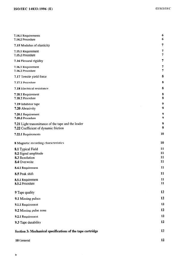 ISO/IEC 14833:1996 ISO/IEC 14833:1996 - Information technology -- Data interchange on 12,7 mm 128-Track magnetic tape cartridges -- DLT 3 format - Page 4 preview