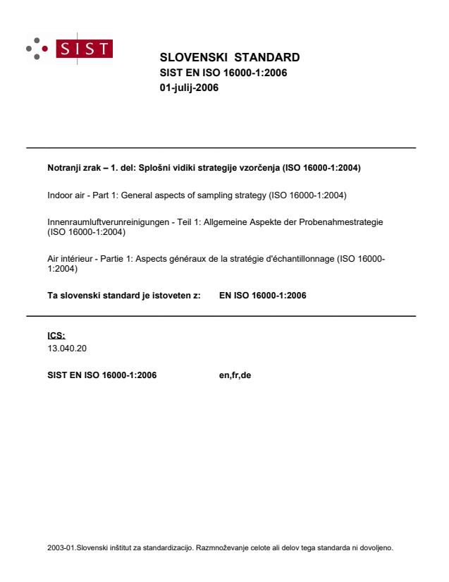 En Iso 1 06 Indoor Air Part 1 General Aspects Of Sampling Strategy Iso 1 04