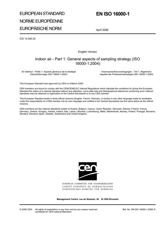 En Iso 1 06 Indoor Air Part 1 General Aspects Of Sampling Strategy Iso 1 04