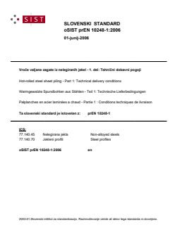 oSIST prEN 10248-1:2006 - Page 1 preview