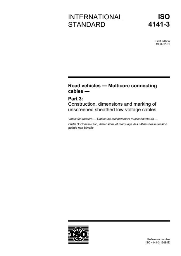 ISO 4141-3:1998 - Road vehicles -- Multi-core connecting cables
