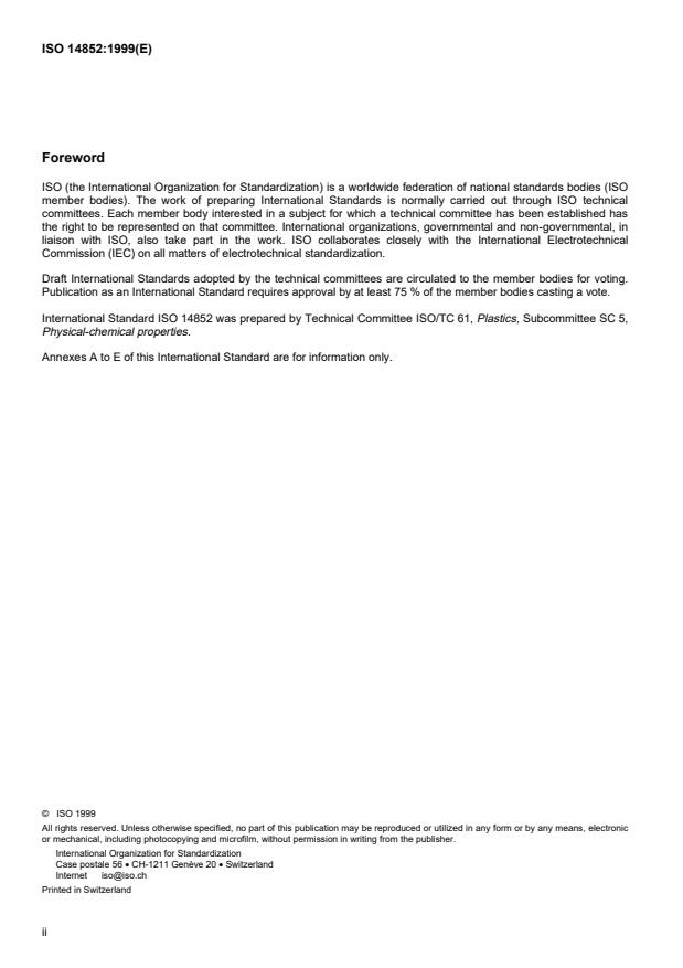 ISO 14852:1999 ISO 14852:1999 - Determination of the ultimate aerobic biodegradability of plastic materials in an aqueous medium -- Method by analysis of evolved carbon dioxide - Page 2 preview