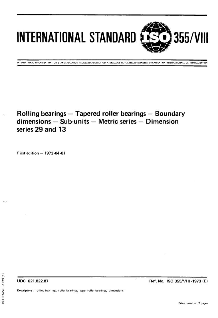 ISO 355-8:1973 - Title missing - Legacy paper document
Released:1/1/1973