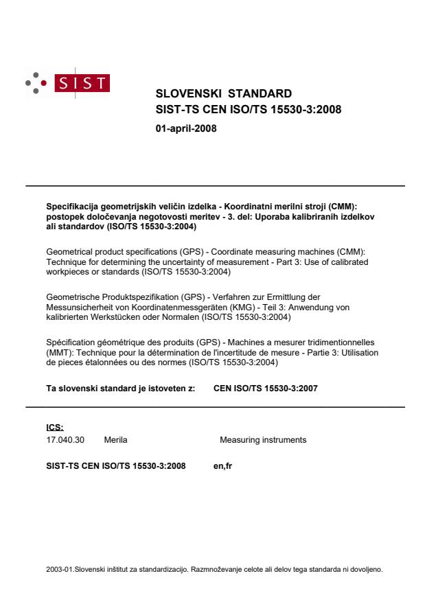 TS CEN ISO/TS 15530-3:2008