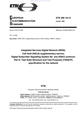 P ETS 300 141-5:1997