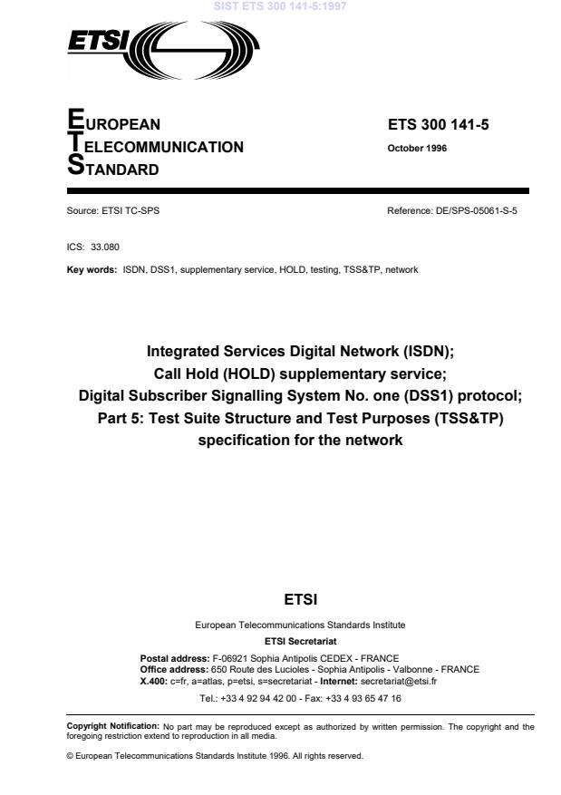 ETS 300 141-5:1997