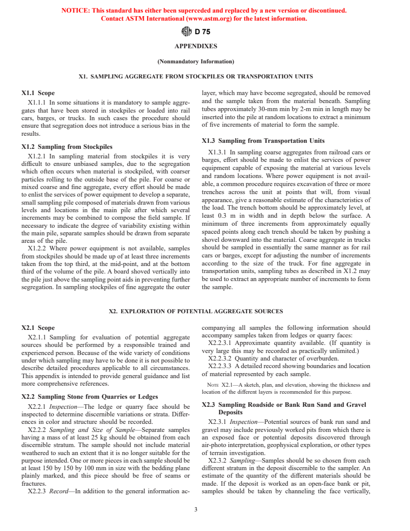 ASTM D75-97 - Standard Practice for Sampling Aggregates