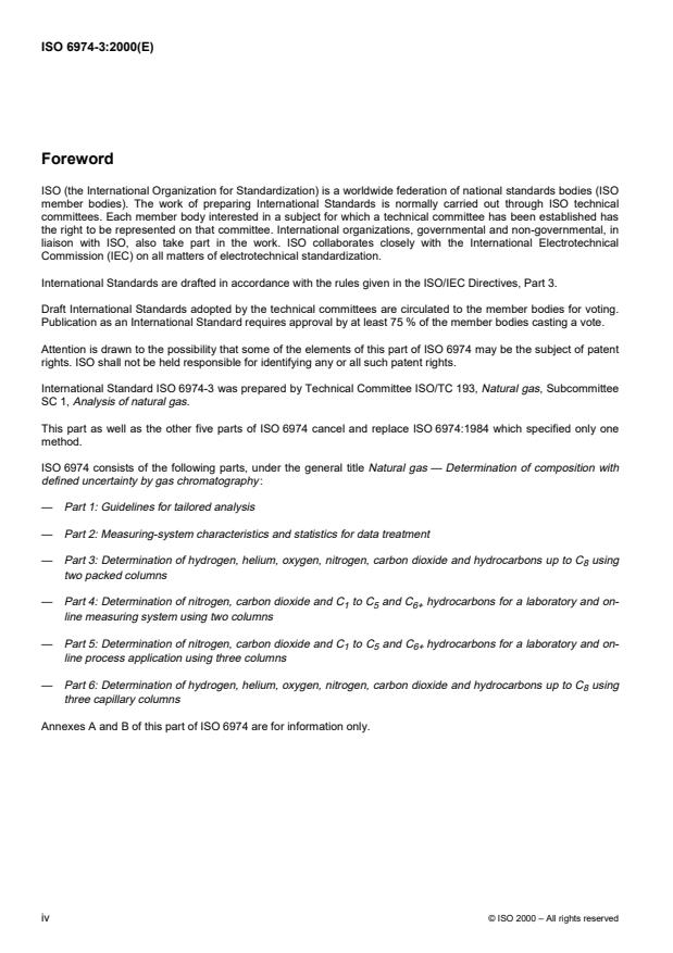 ISO 6974-3:2000 ISO 6974-3:2000 - Natural gas -- Determination of composition with defined uncertainty by gas chromatography - Page 4 preview