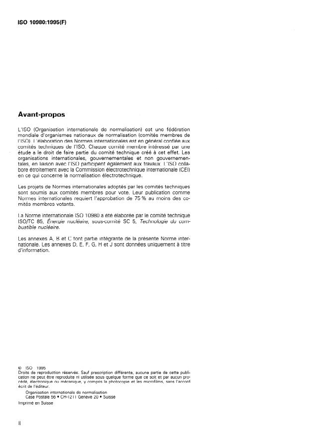 ISO 10980:1995 ISO 10980:1995 - Vérification du titre des solutions de référence utilisées pour la mesure des concentrations - Page 2 preview