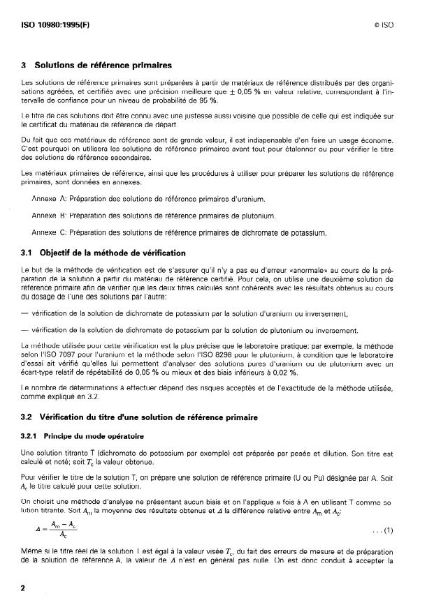 ISO 10980:1995 ISO 10980:1995 - Vérification du titre des solutions de référence utilisées pour la mesure des concentrations - Page 4 preview