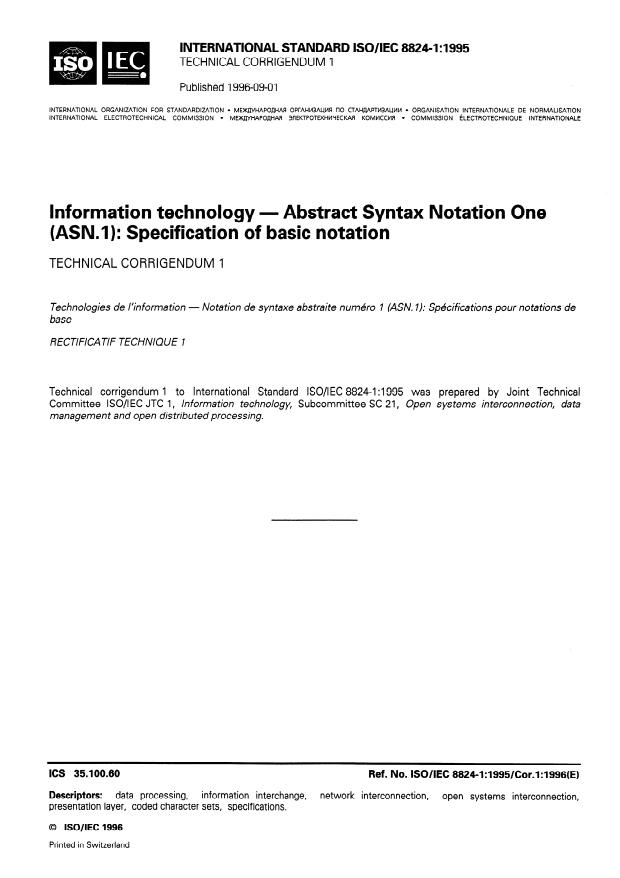 ISO/IEC 8824-1:1995/Cor 1:1996