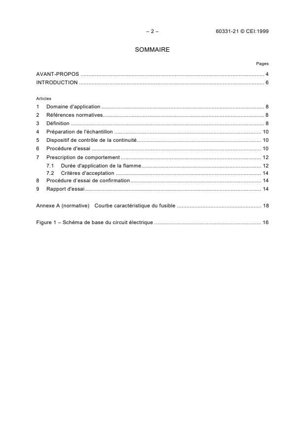 IEC 60331-21:1999 IEC 60331-21:1999 - Tests for electric cables under fire conditions - Circuit integrity - Part 21: Procedures and requirements - Cables of rated voltage up to and including 0,6/1,0 kV - Page 4 preview
