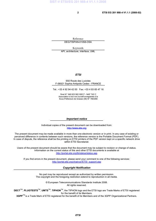 SIST-V ETSI/EG 201 988-4 V1.1.1:2008 SIST-V ETSI/EG 201 988-4 V1.1.1:2008 - Page 4 preview