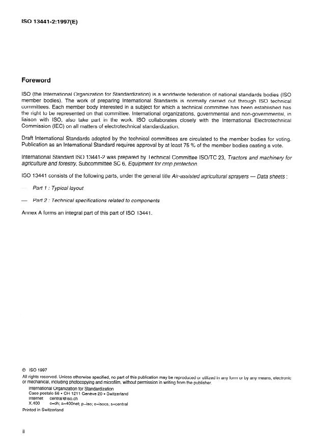 ISO 13441-2:1997 ISO 13441-2:1997 - Air-assisted agricultural sprayers — Data sheets — Part 2: Technical specifications related to components
Released:8/21/1997 - Page 2 preview
