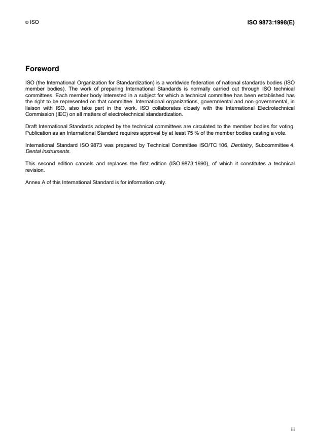 ISO 9873:1998 - Dental hand instruments -- Reusable mirrors and handles