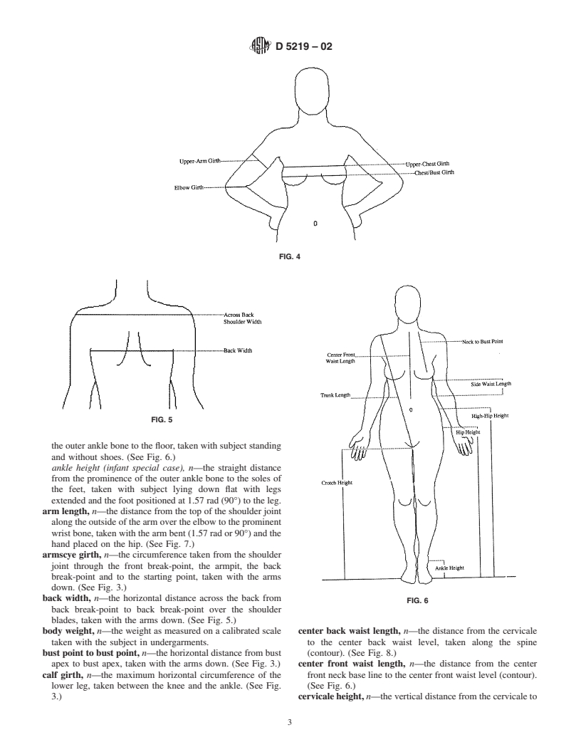 ASTM D5219-02 - Standard Terminology Relating to Body Dimensions for Apparel Sizing