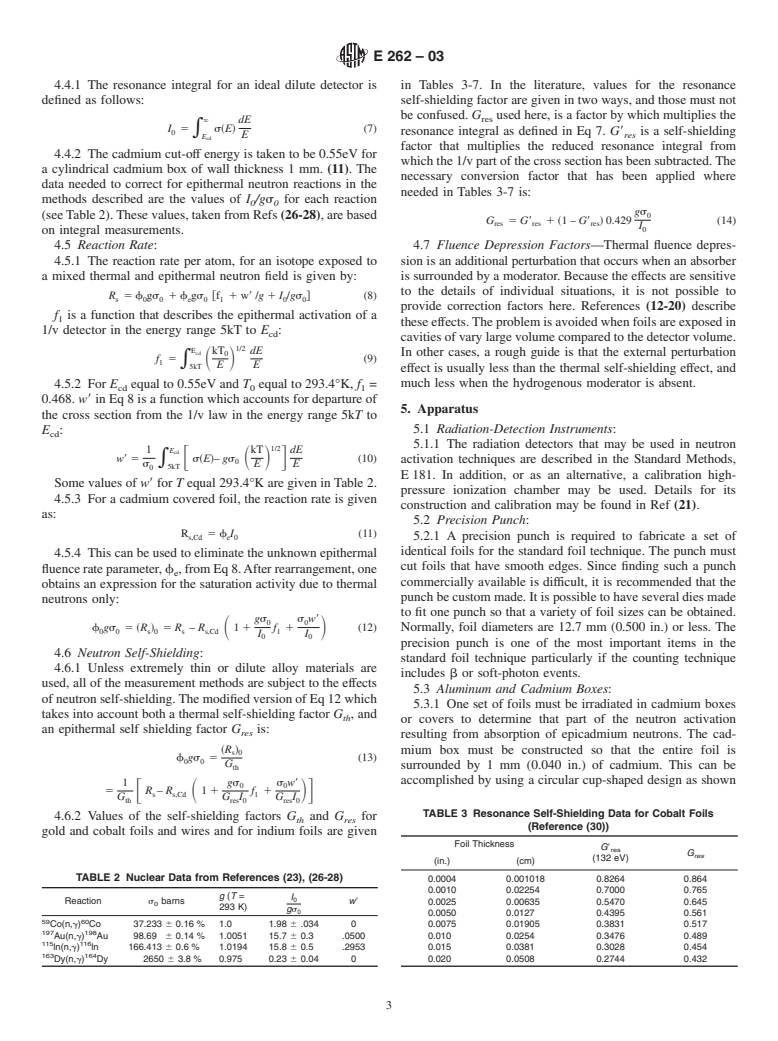 ASTM E262-03 - Standard Method for Determining Thermal Neutron Reaction and Fluence Rates by Radioactivation Techniques